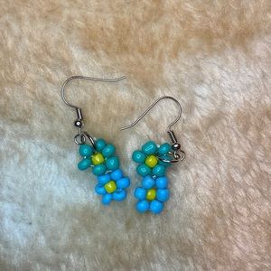 Handmade Blue Flower Earrings